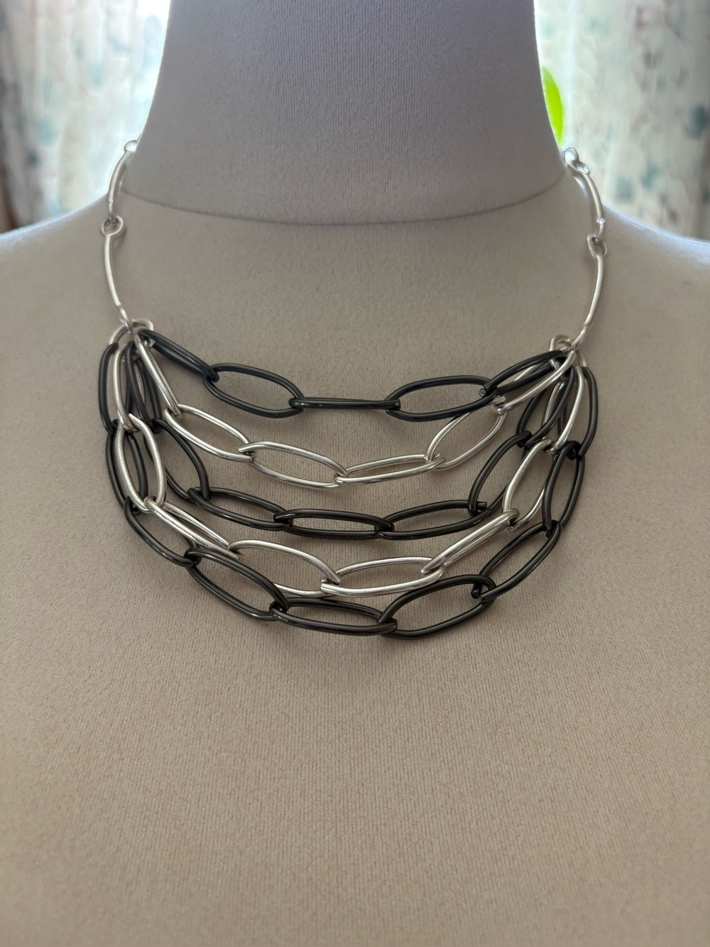 Premier Designs Layered Black and Silver Chain Link Necklace - Women Jewelry